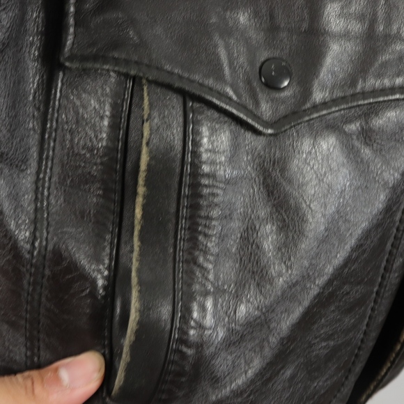 90s American Express Mens 42 Leather Jacket Brown - Picture 5 of 8